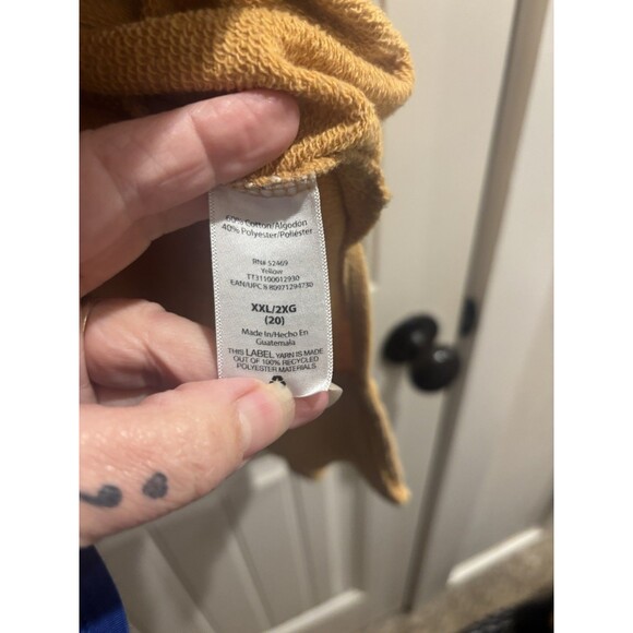 Time & True Sweatshirt Womens XXL Plus Yellow Golden Rod Side splits - Picture 5 of 6